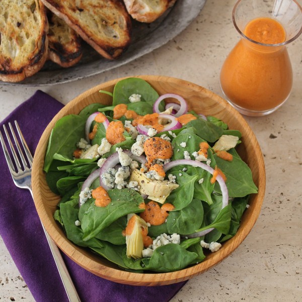 Baby Spinach Salad with Grilled Tomato Dressing | Emerils.com